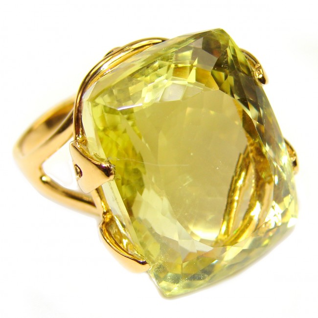 Royal Design 88ct Lemon Topaz 18K yellow Gold .925 Sterling Silver handmade ring size 8
