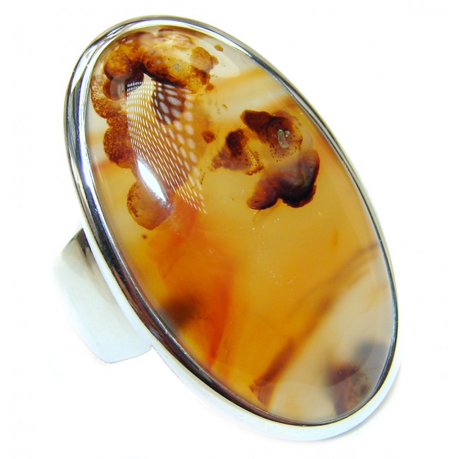 Simple Simplicity Scentic Montana Agate .925 Sterling Silver Ring s. 7