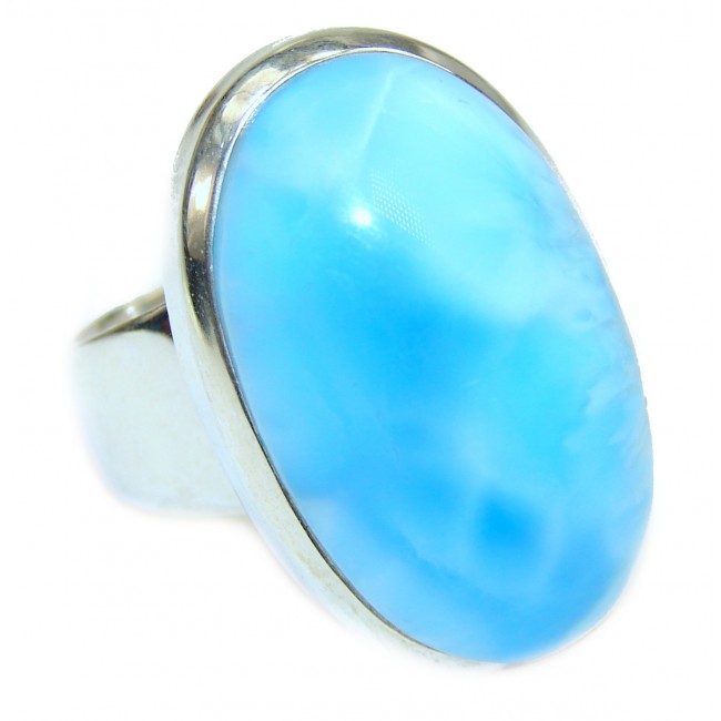 Real Caribbean Treasure Natural Larimar .925 Sterling Silver handcrafted Ring s. 8