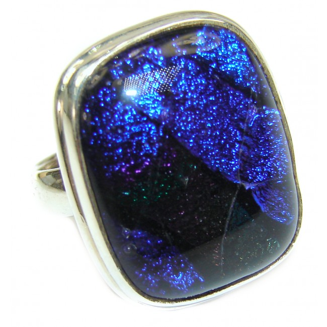 Dichroic Glass .925 Sterling Silver handcrafted Ring s. 7