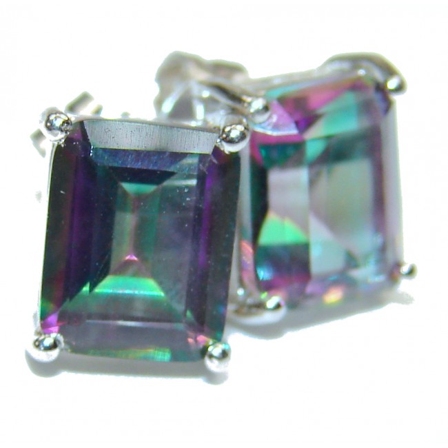 Fabulous Rainbow Magic Topaz .925 Sterling Silver handcrafted stud earrings