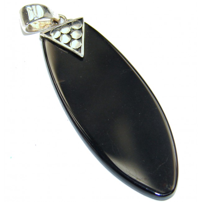 Natural huge best quality Black Onyx .925 Sterling Silver handmade Pendant