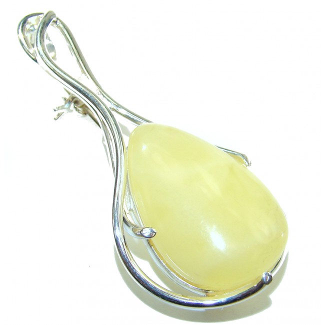 Incredible Beauty Natural Baltic Butterscotch Amber .925 Sterling Silver handmade Pendant Brooch