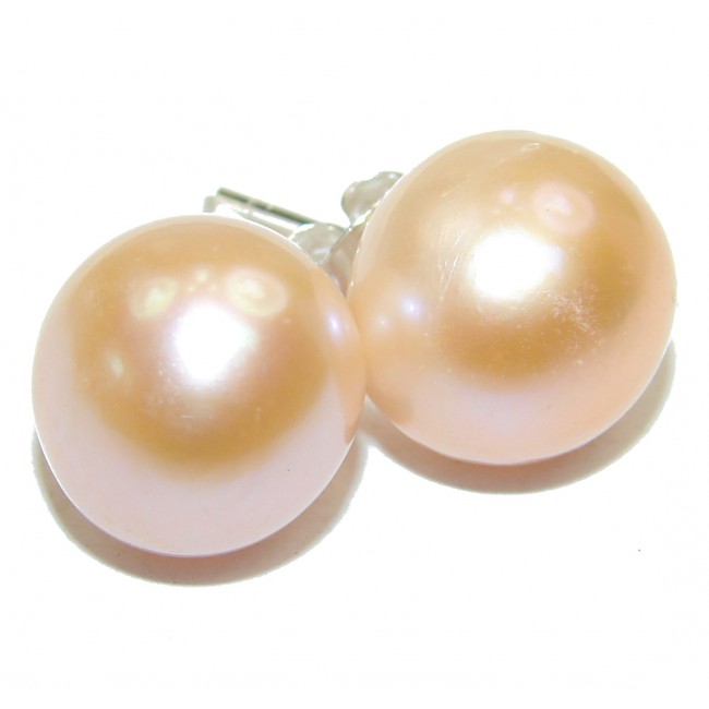 Large 15 mm creamy Pearls .925 Sterling Silver handcrafted earrings