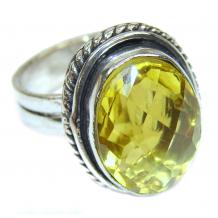Cocktail Style Natural  Citrine  .925 Sterling Silver handcrafted Ring s. 7 3/4