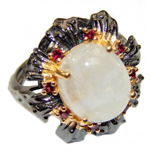 Special Fire Moonstone .925 Sterling Silver handmade ring s. 8 1/2