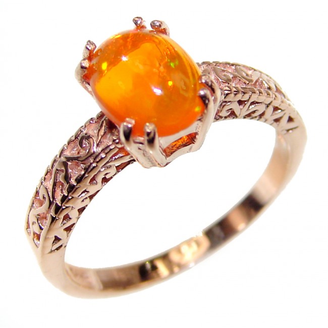 Incredible Mexican Opal 18K Gold over .925 Sterling Silver handcrafted Ring size 6