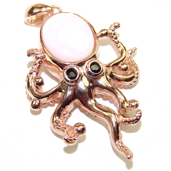 Octopus Australian Pink Opal 18K Gold over .925 Sterling Silver handmade Pendant