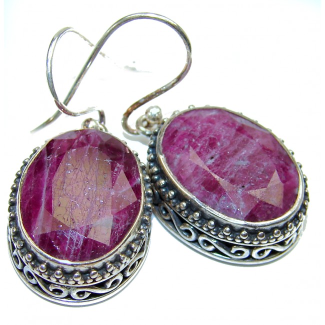 Incredible quality authentic Ruby .925 Sterling Silver handcrafted earrings