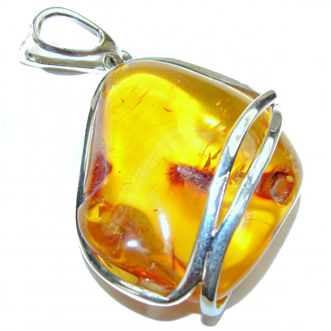 Great Golden Beauty Natural Baltic Amber .925 Sterling Silver handmade Pendant