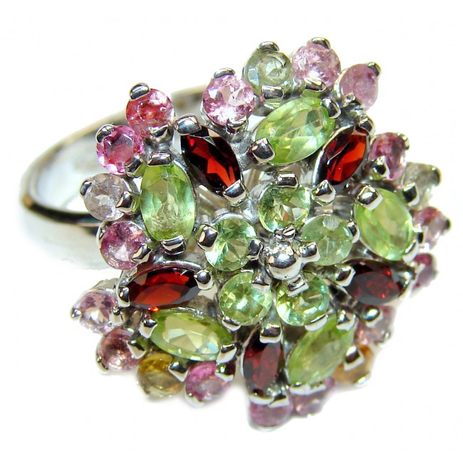 Fiesta Authentic Multigem .925 Sterling Silver handcrafted Ring size 8 1/4