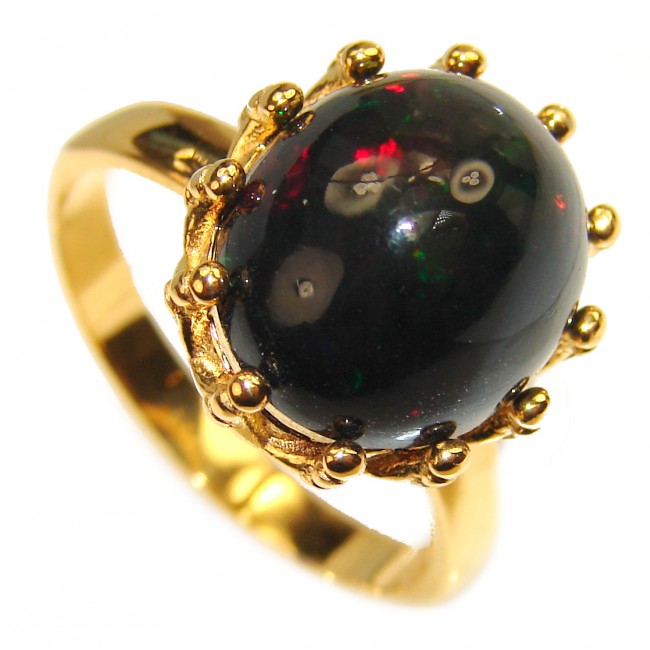 Vintage Design 4.8 ctw Genuine Black Opal .925 Sterling Silver handmade Ring size 8
