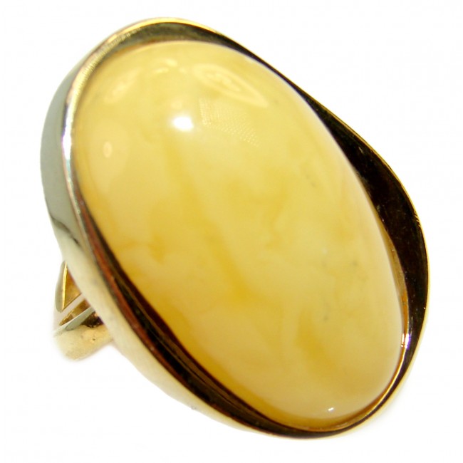 Best quality Butterscotch Baltic Amber 14K Gold over .925 Sterling Silver handmade Ring size 8 adjustable