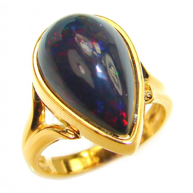 Vintage Design 4.8 ctw Genuine Black Opal .925 Sterling Silver handmade Ring size 6 1/4