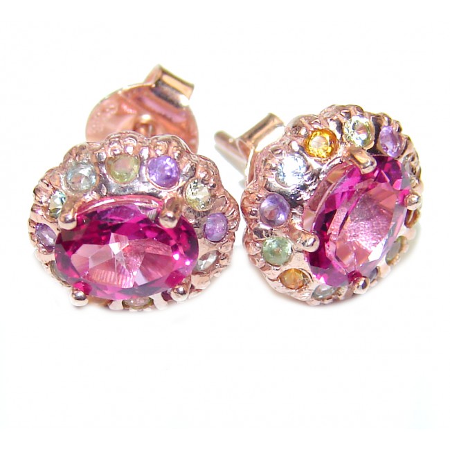 Pink Topaz Rose Gold over .925 Sterling Silver handcrafted earrings