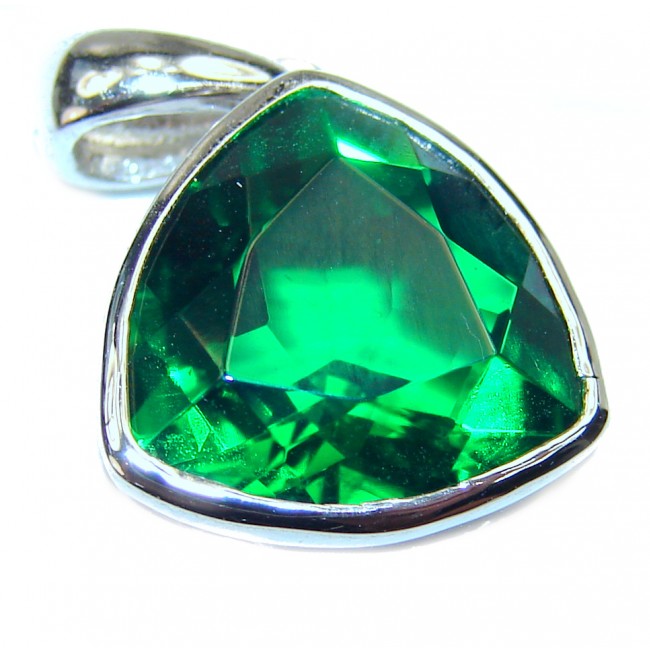 Superior quality 8.2 carat Fresh Green Helenite .925 Sterling Silver Pendant