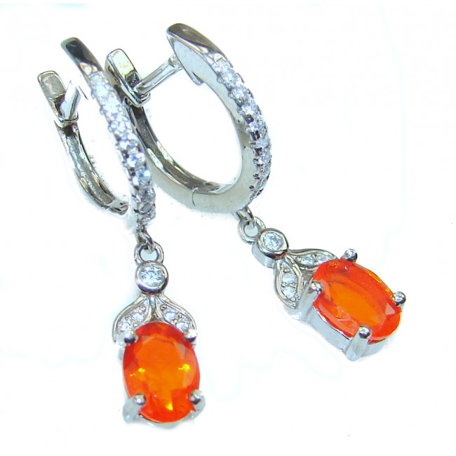 Vintage Style Authentic Mexican Fire Opal .925 Sterling Silver handcrafted earrings