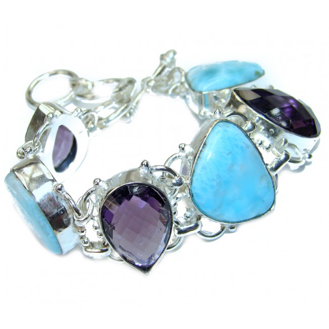 Caribbean Beauty best quality Blue Larimar .925 Sterling Silver handcrafted Bracelet