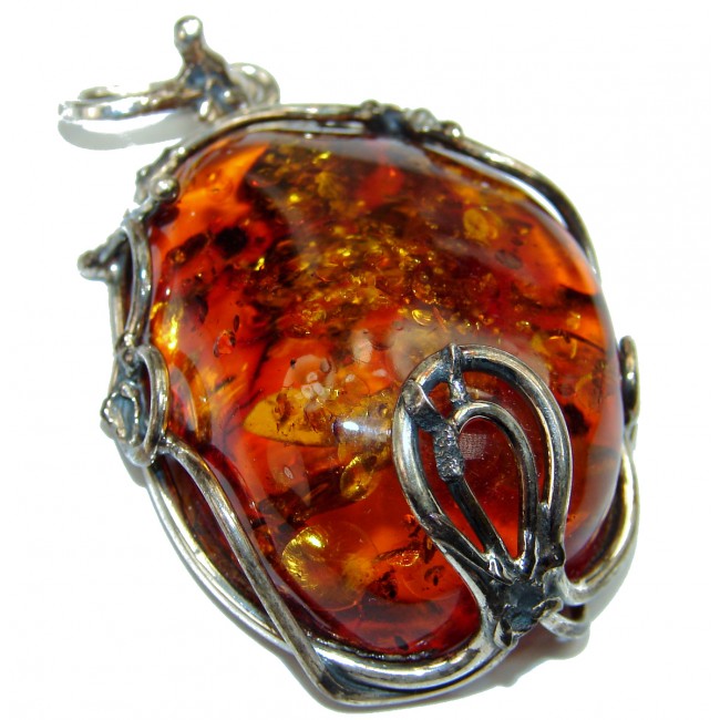Real Beauty Natural Baltic Amber .925 Sterling Silver handmade Pendant