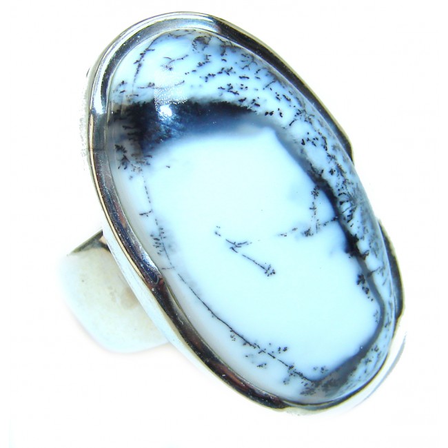 Top Quality Dendritic Agate .925 Sterling Silver handcrafted Ring s. 8
