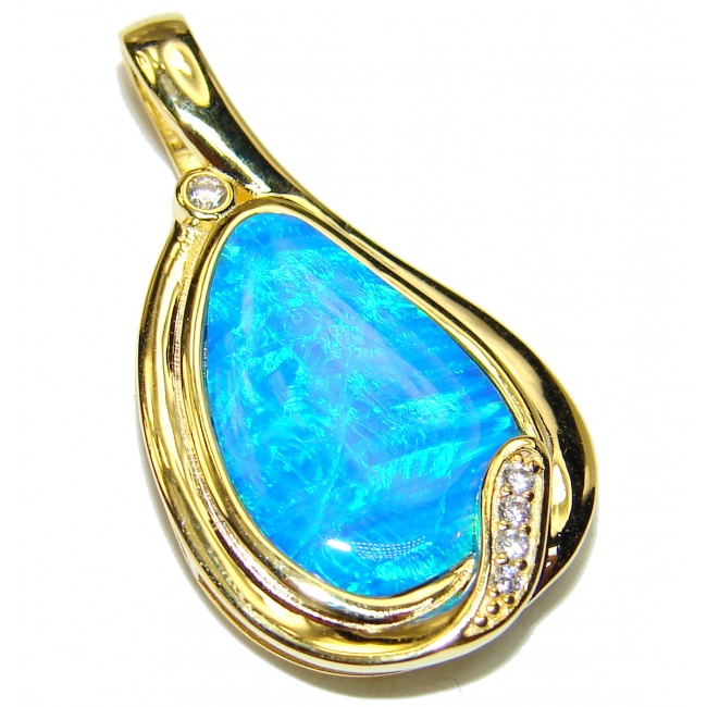 Pure Perfection Doublet Opal 18K Gold over .925 Sterling Silver handmade Pendant