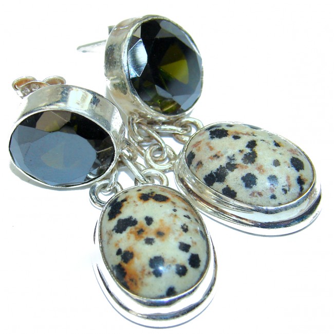 The One Dalmatian Jasper .925 Silver Sterling earrings