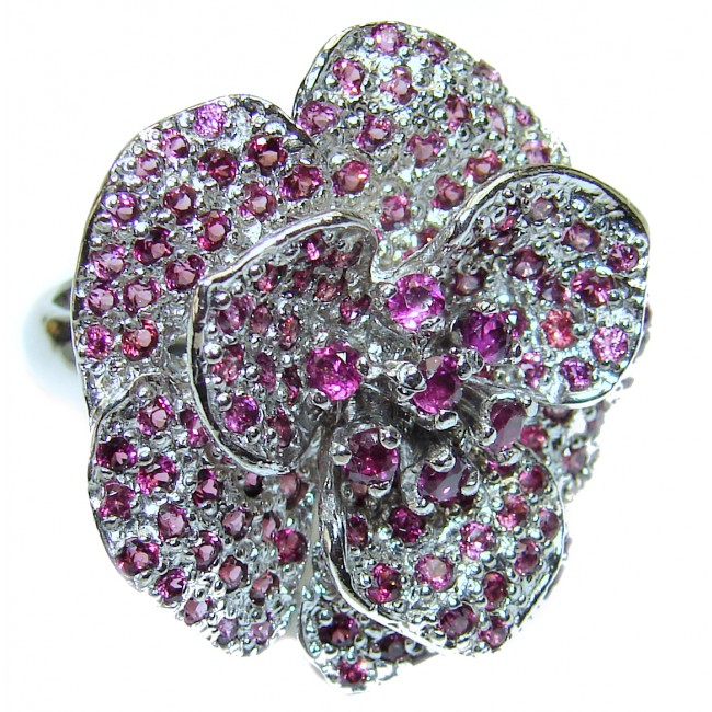 Large Rose Ruby .925 Sterling Silver ring; s. 8
