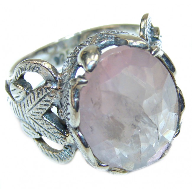 Rose Quartz .925 Sterling Silver handcrafted cha-cha Ring s. 7