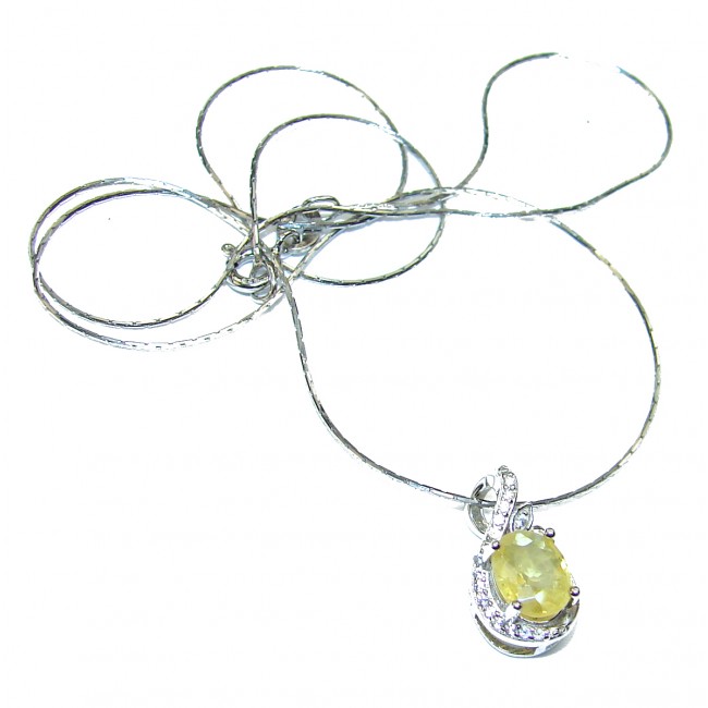 Graceful Natural yellow Sapphire .925 Sterling Silver handcrafted necklace