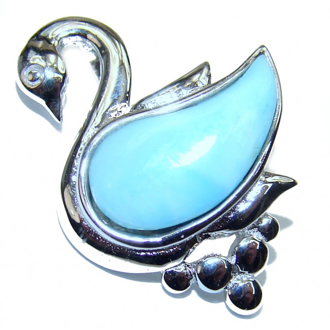 Magic Swan inlay Larimar .925 Sterling Silver pendant