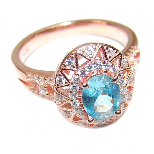 Fancy Swiss Blue Topaz 18k Gold over .925 Sterling Silver handcrafted ring size 8