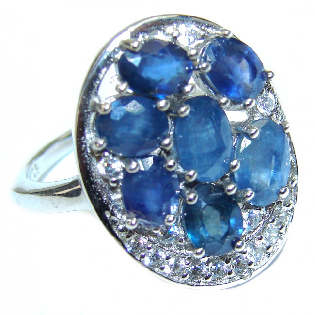 Fancy Sapphire .925 Sterling Silver handcrafted ring size 8 1/4