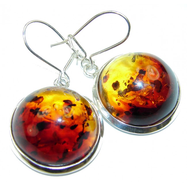 Modern Beauty Amber .925 Sterling Silver entirely handcrafted chunky earrings