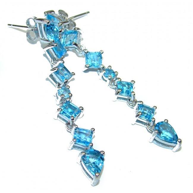 Sublime Blue Swiss Topaz Sapphire .925 Sterling Silver handmade earrings