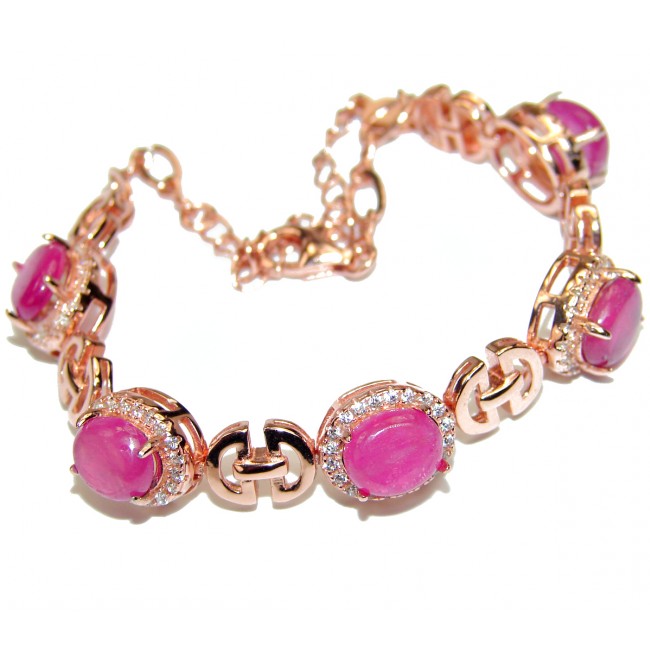 Authentic Spectacular natural Ruby 18K Rose Gold over .925 Sterling Silver handcrafted Bracelet