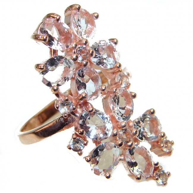 Exceptional Morganite 14K Rose Gold over .925 Sterling Silver handcrafted ring s. 8 1/4