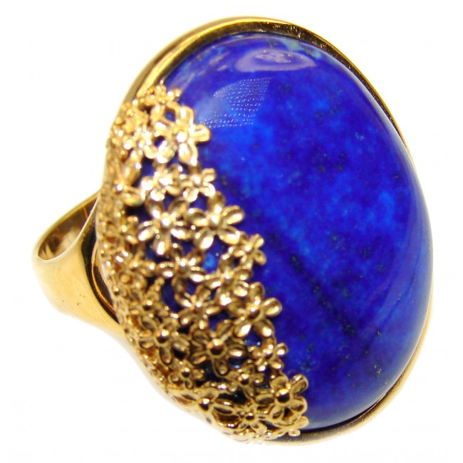 Natural Lapis Lazuli 14K Gold over .925 Sterling Silver handcrafted ring size 9