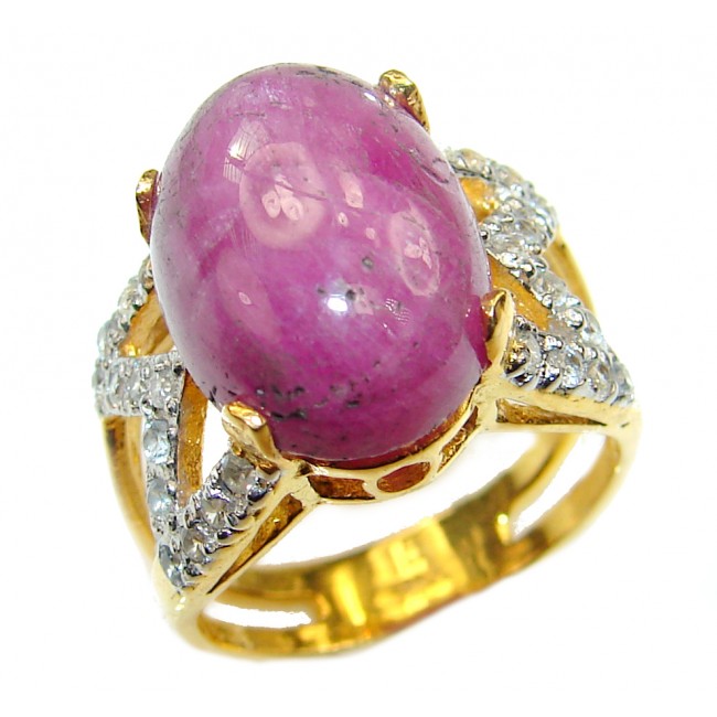 28carats authentic Ruby 14K Gold over .925 Sterling Silver ring; s. 5 3/4