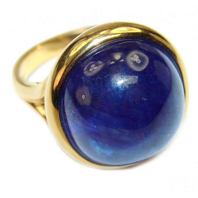 Genuine 26ct Sapphire 18K yellow Gold over .925 Sterling Silver handmade Cocktail Ring s. 6