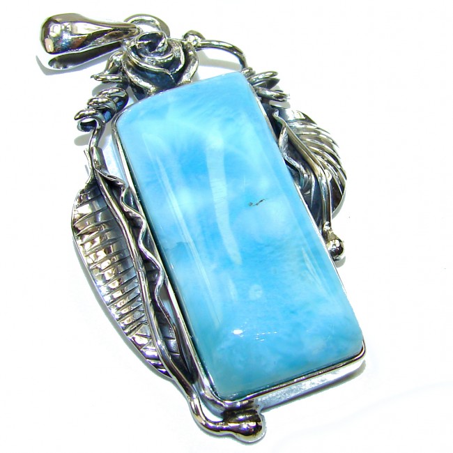 Great quality authentic Larimar from Dominican Republic .925 Sterling Silver handmade pendant