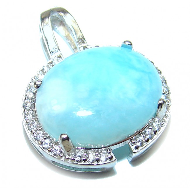 Larimar from Dominican Republic .925 Sterling Silver handmade cute pendant