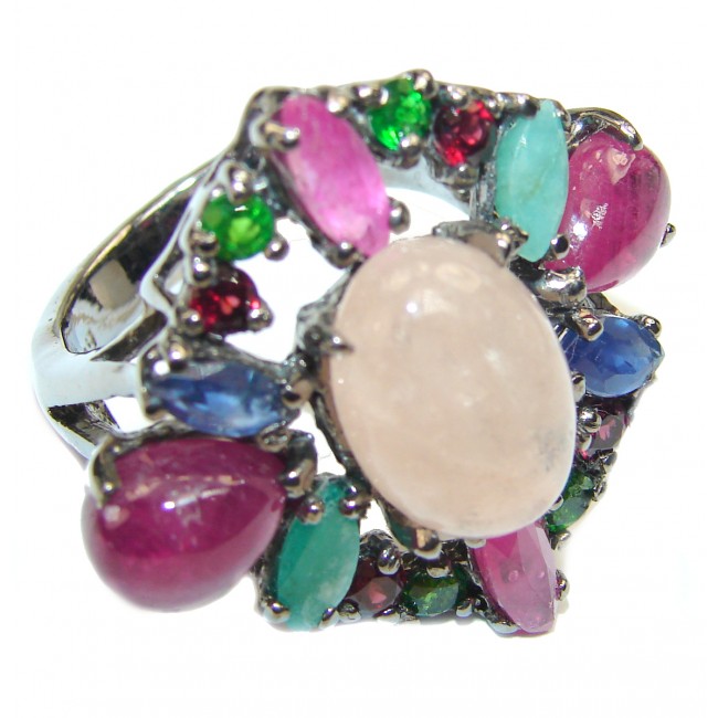 Majestic Bliss Authentic Rose Quartz .925 Sterling Silver Ring size 9 1/4