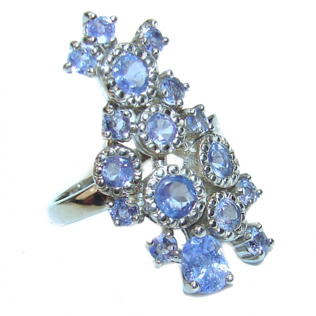 Bouquet of Flowers Authentic Tanzanite .925 Sterling Silver handmade Ring s. 6 1/4
