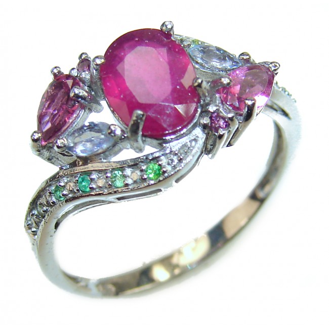 Royal quality unique Ruby .925 Sterling Silver handcrafted Ring size 8