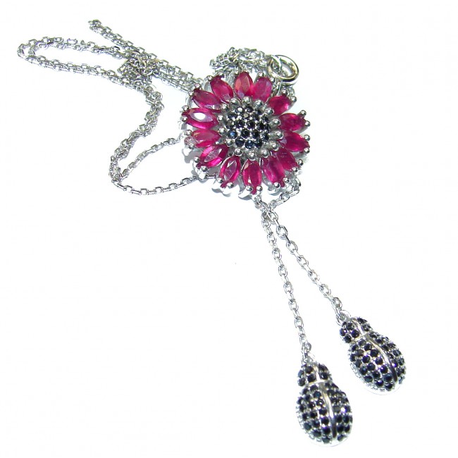 Great genuine Ruby Sapphire .925 Sterling Silver handmade Necklace