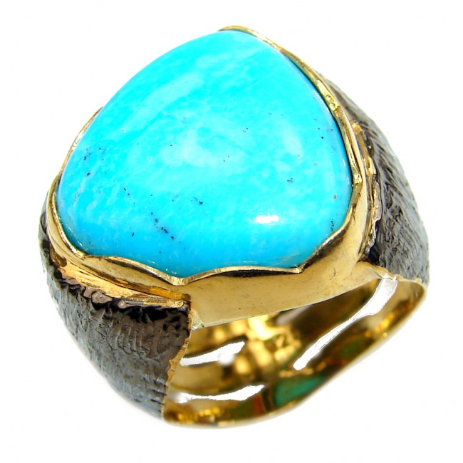 Authentic Sleeping Beauty Turquoise 2 tones .925 Sterling Silver ring; s. 7 3/4