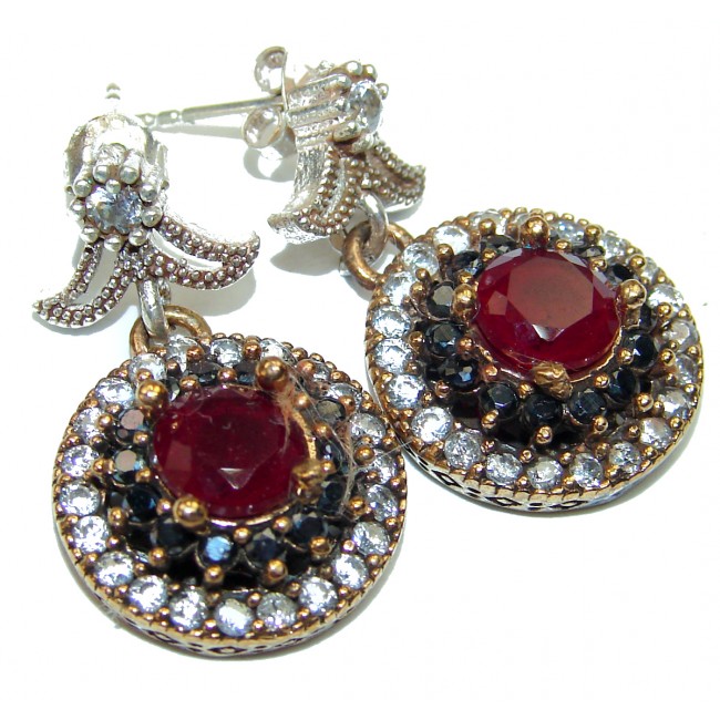 created Ruby .925 Sterling Silver handcrafted earrings
