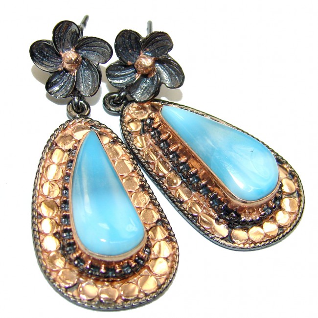 Authentic Blue Larimar .925 Sterling Silver handmade earrings