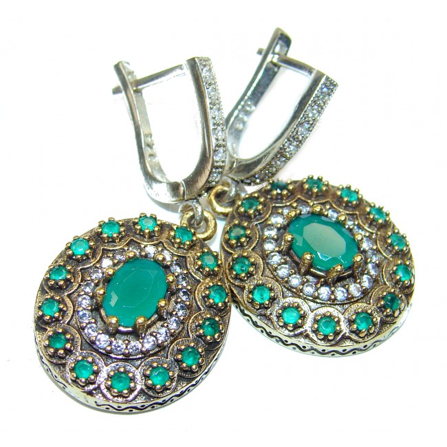 Magestic Genuine Emerald .925 Sterling Silver earrings