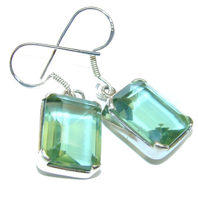 Fancy Green Amethyst .925 Sterling Silver handmade earrings